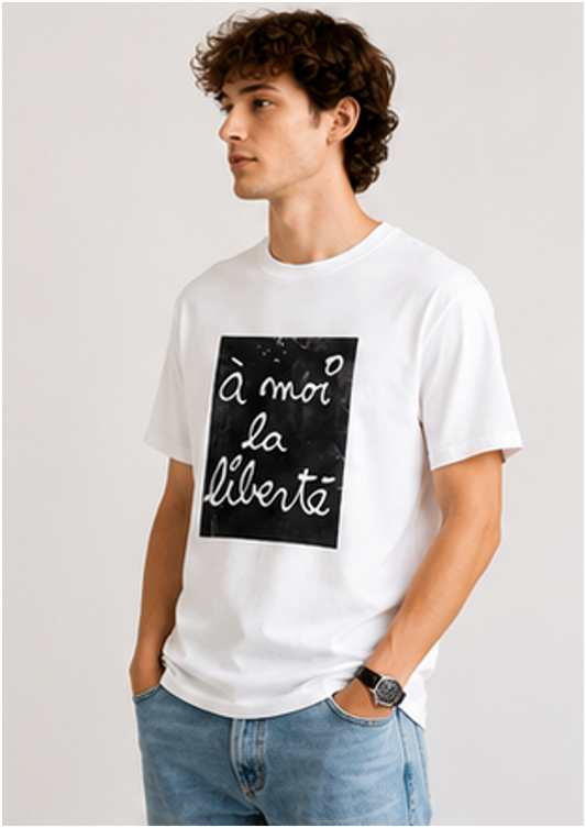 A Moi La Liberté Script Graphic T-Shirt